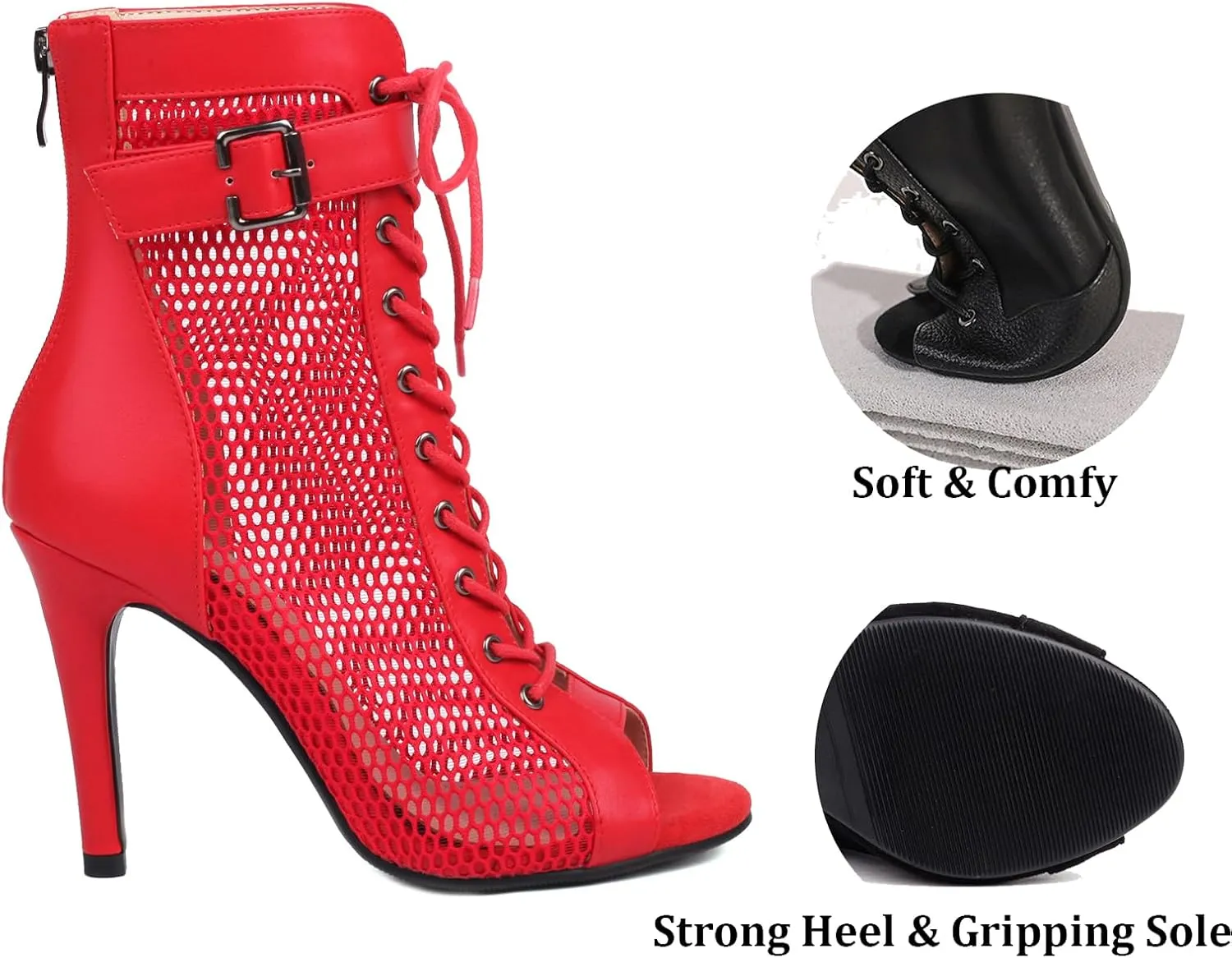 Roimaash 7/9.5/11CM Heel Height Women Gladiator Sandals Summer Boots Dance Shoes
