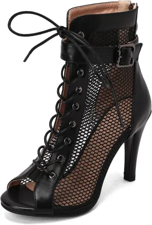 Roimaash 7/9.5/11CM Heel Height Women Gladiator Sandals Summer Boots Dance Shoes