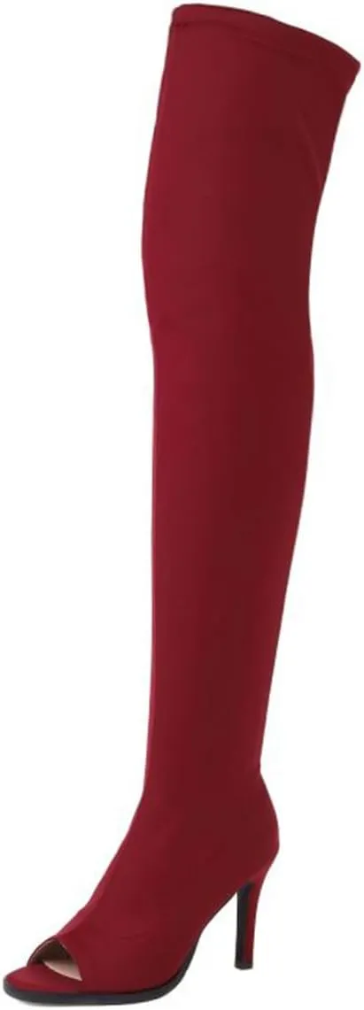 Roimaash Women Fashion Peep Toe Boots