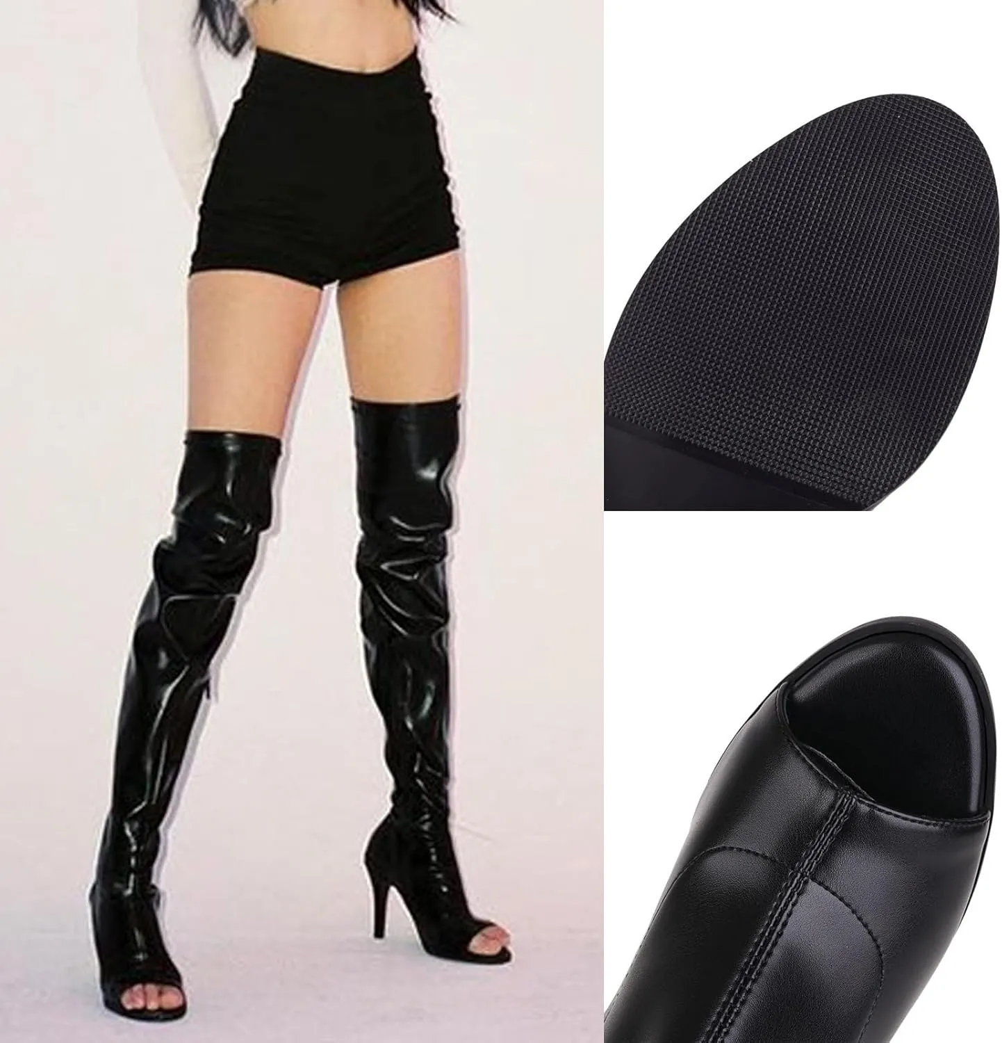 Roimaash Women Fashion Peep Toe Boots