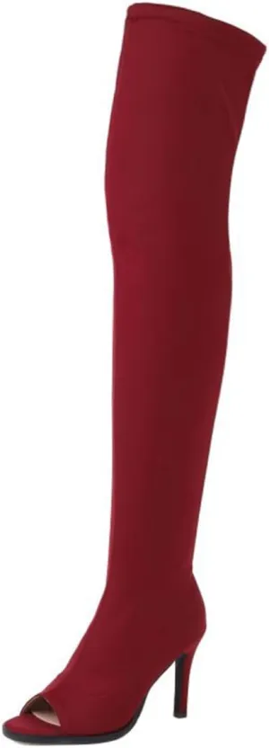 Roimaash Women Fashion Peep Toe Boots