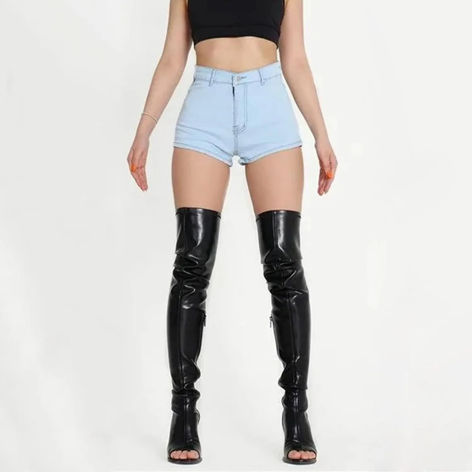 Roimaash Women Fashion Peep Toe Boots
