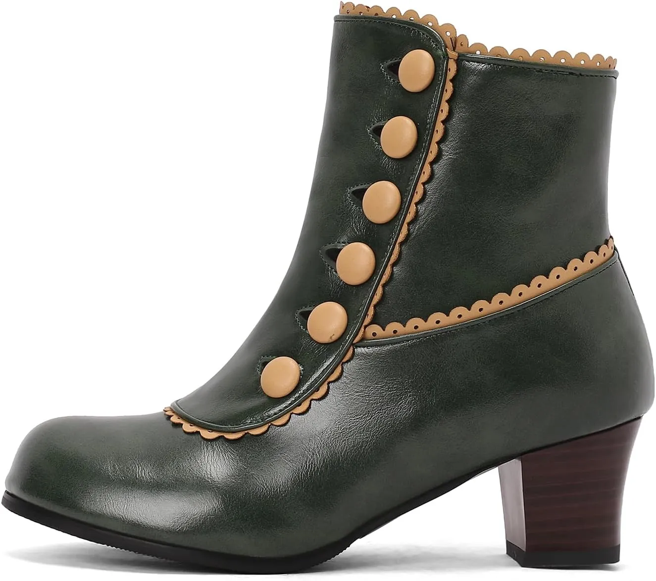 Roimaash Women's Victorian Boots Ankle High Cone Heels