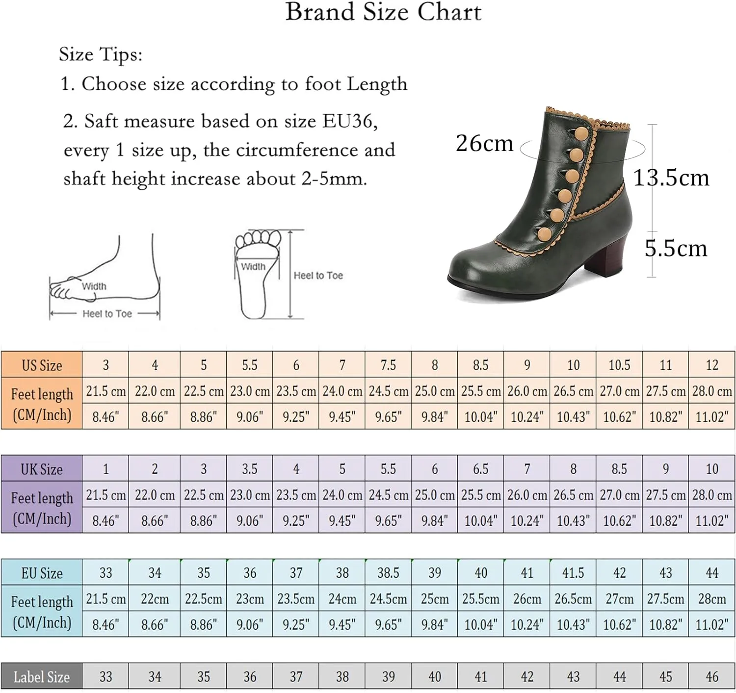 Roimaash Women's Victorian Boots Ankle High Cone Heels
