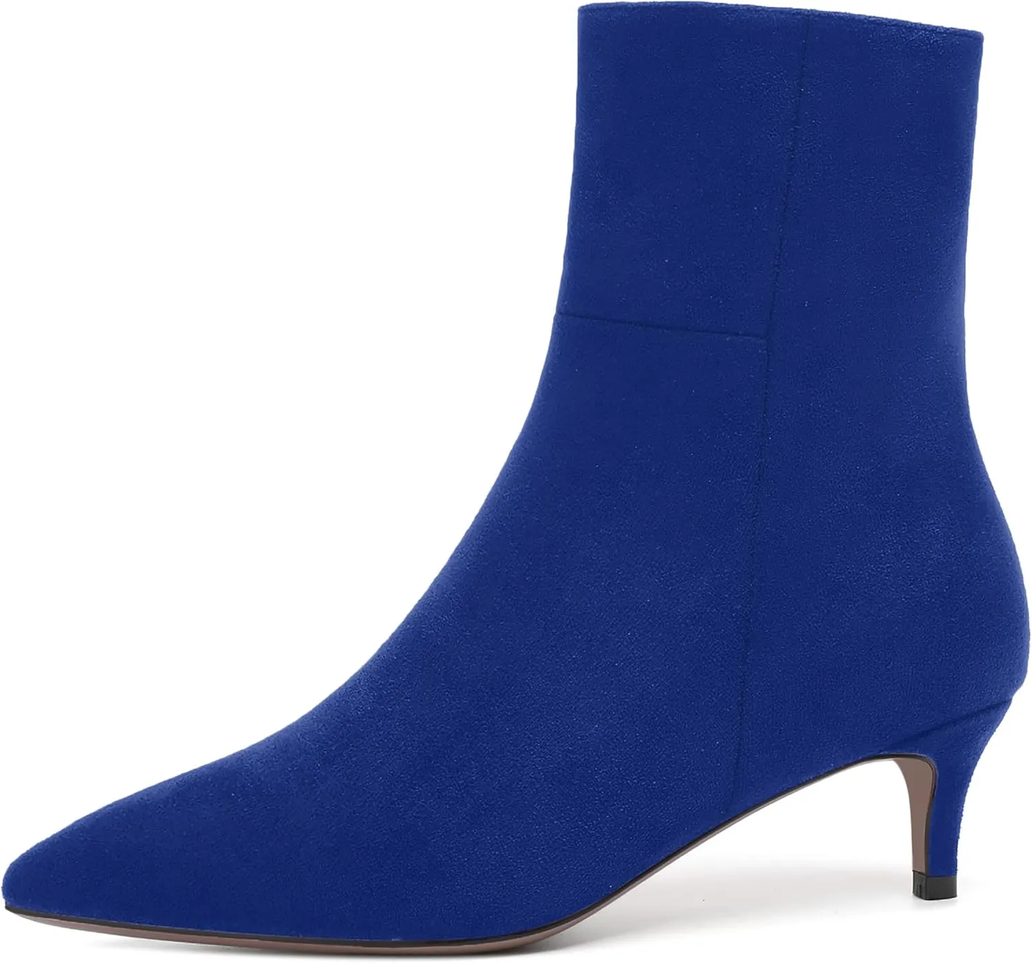 ROSERWISH Womens Dating Fashion Pointed Toe Side Zipper Suede Fall and Winter Kitten Low Heel Ankle High Boots 2 Inch