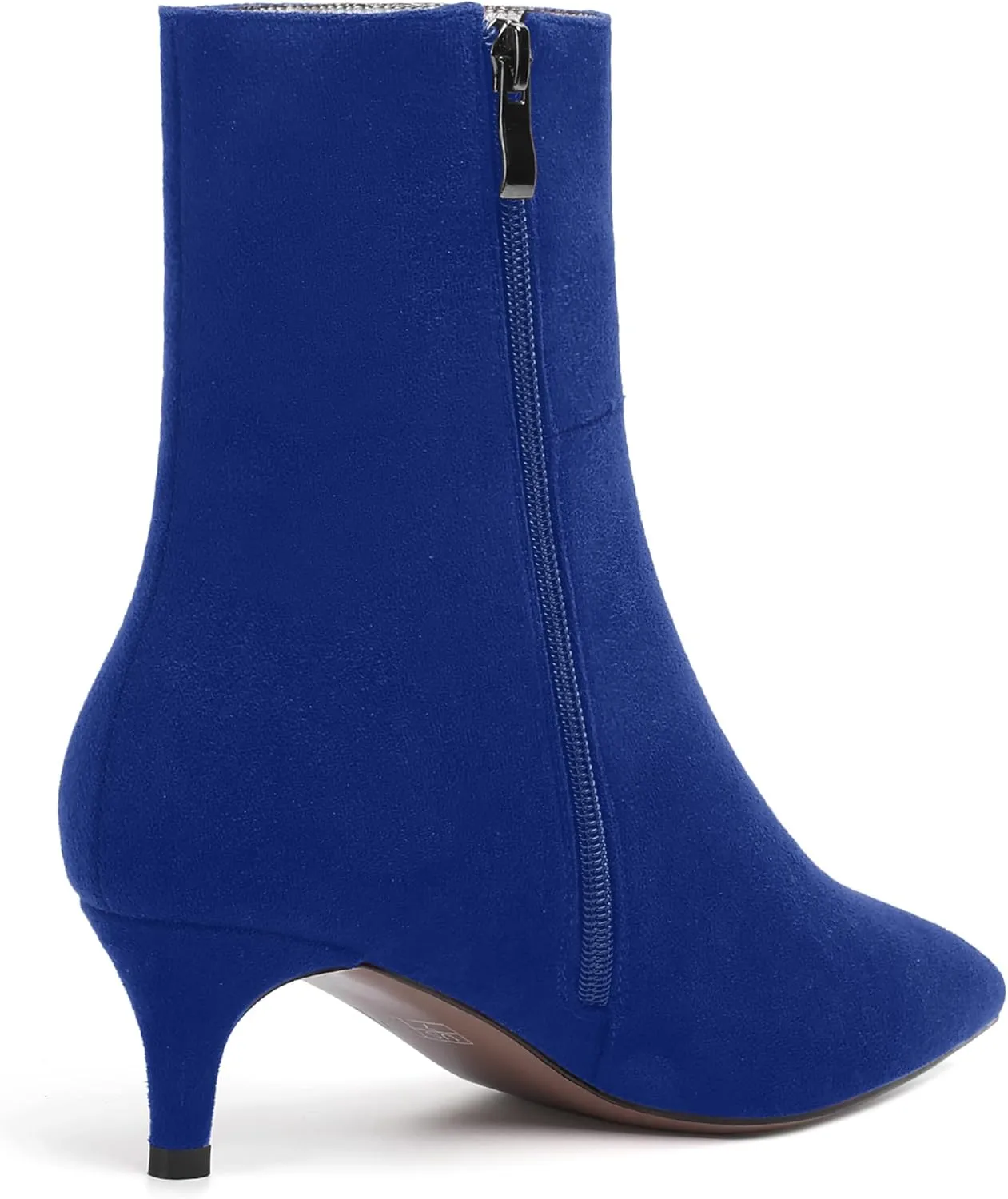 ROSERWISH Womens Dating Fashion Pointed Toe Side Zipper Suede Fall and Winter Kitten Low Heel Ankle High Boots 2 Inch