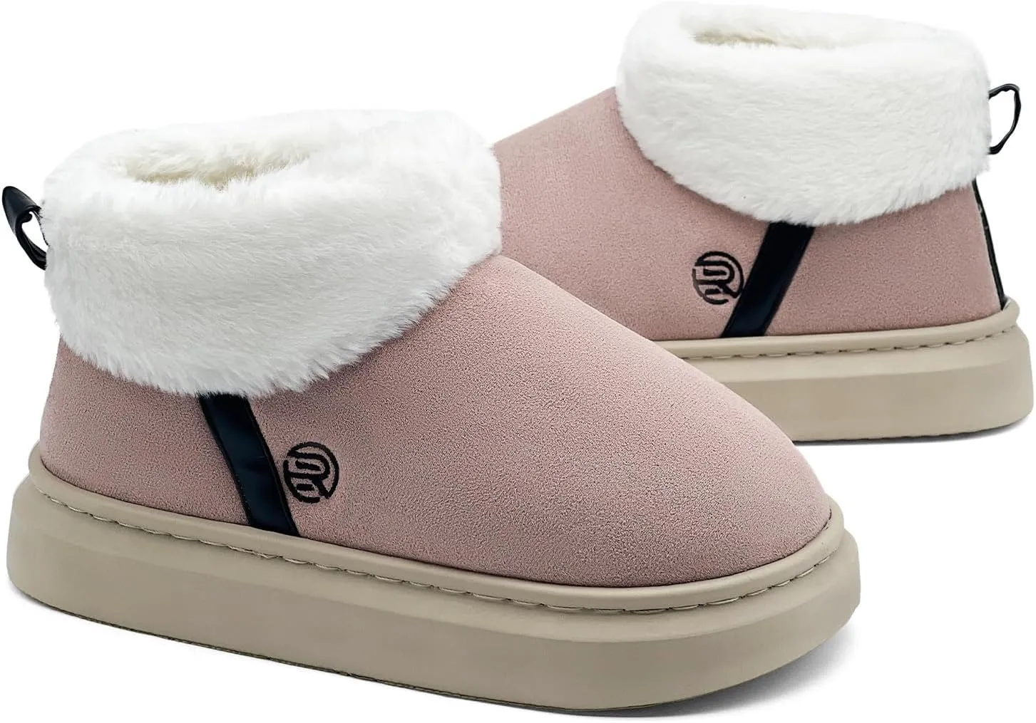 rosyclo Ankle Winter Boots for Women, Suede Faux Fur Furry Lining Warm Women's Snow Mini Boot Lightweight Anti-Slip Fuzzy Classic Memory Foam Comfort Shoes Short Booties for Indoor Outdoor