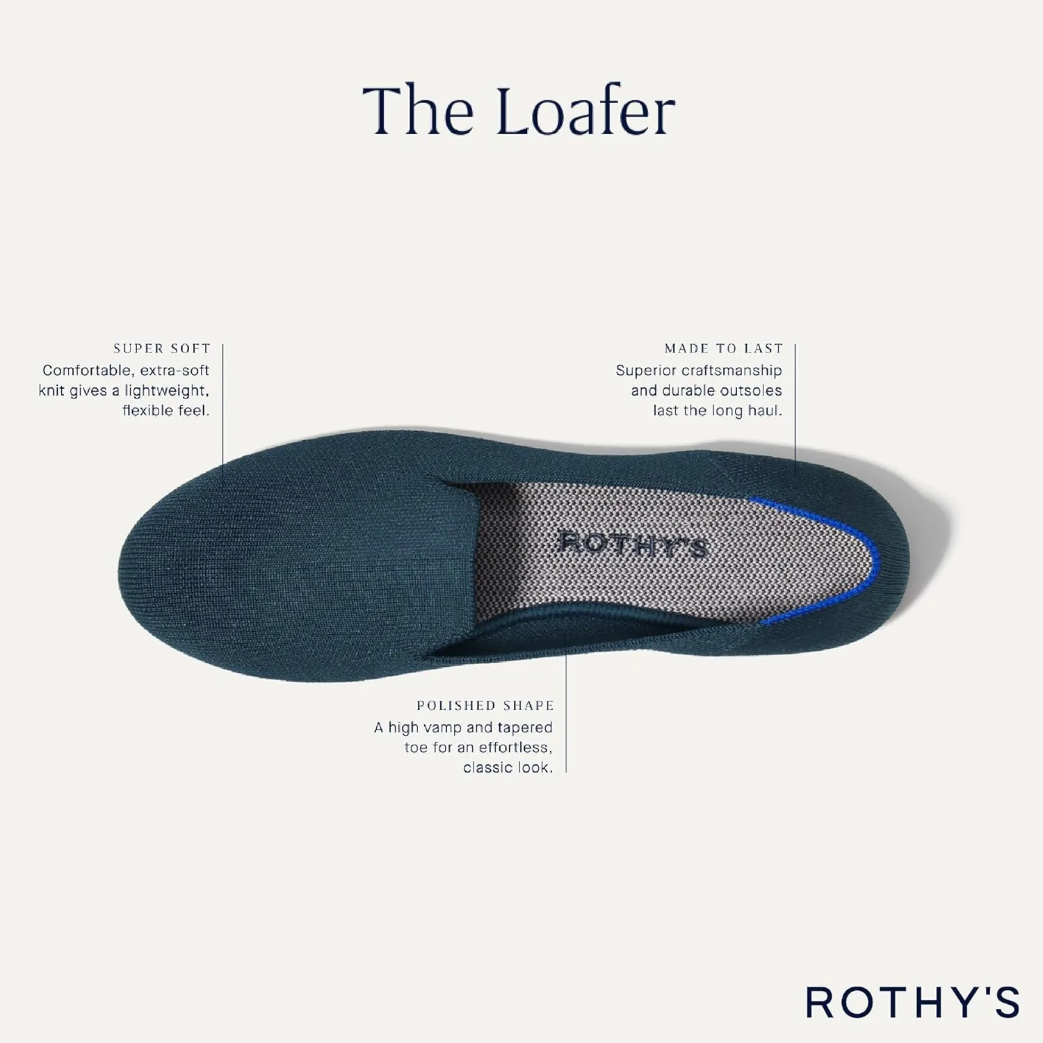 Rothy's The Loafer Women's Slip-On Shoes, Rounded-Toe Flats, Made from Recycled Plastic Bottles & Machine Washable