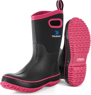 Rubber Boots for Women, Mid Calf Rain Boots, Womens Waterproof Boots, Neoprene Insulated Work Boots, Outdoor Mud Boots for Hunting Farming Gardening Fishing, Size 5-11