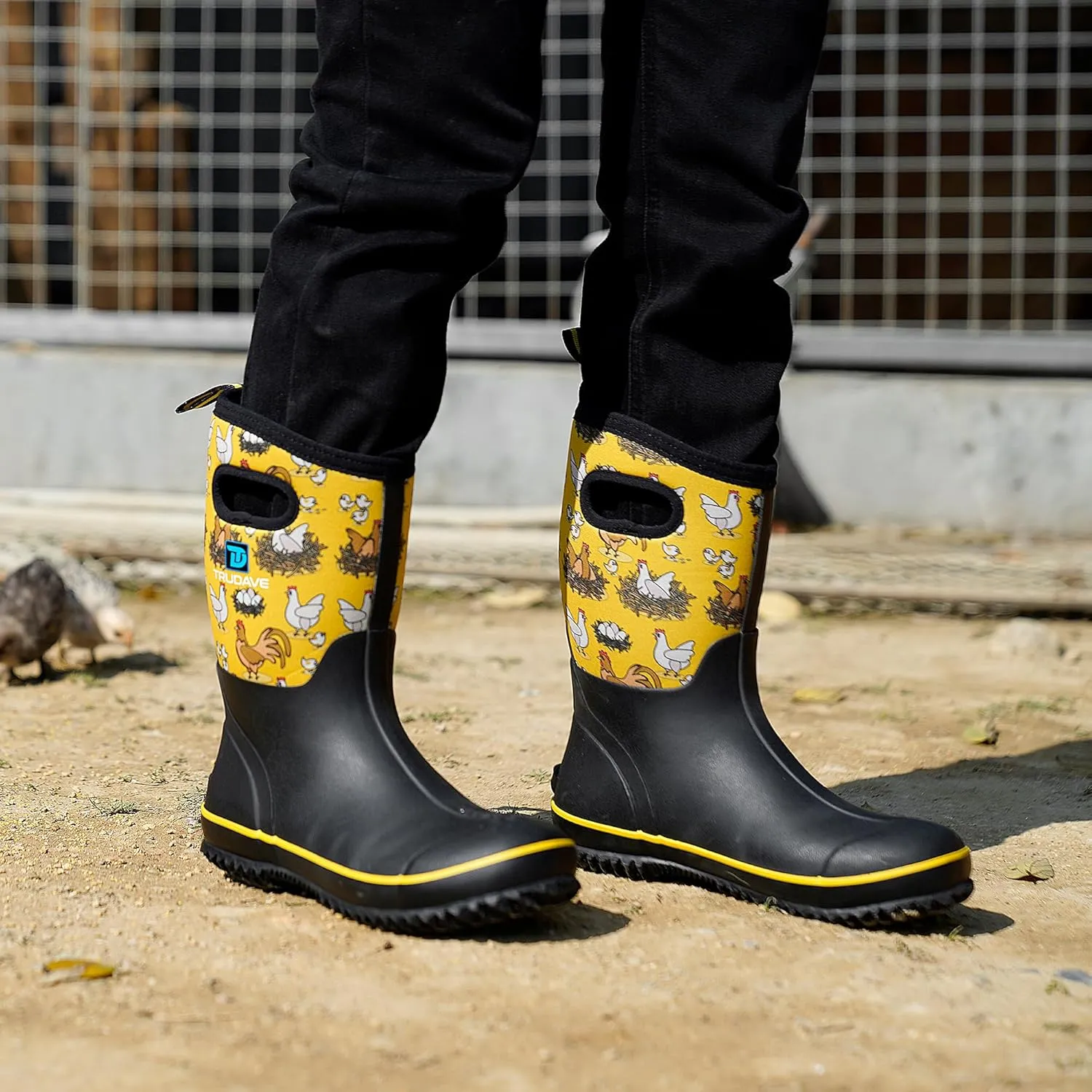 Rubber Boots for Women, Mid Calf Rain Boots, Womens Waterproof Boots, Neoprene Insulated Work Boots, Outdoor Mud Boots for Hunting Farming Gardening Fishing, Size 5-11