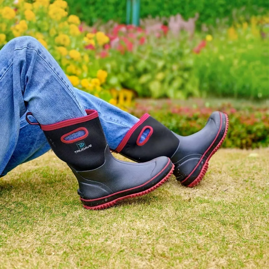 Rubber Boots for Women, Mid Calf Rain Boots, Womens Waterproof Boots, Neoprene Insulated Work Boots, Outdoor Mud Boots for Hunting Farming Gardening Fishing, Size 5-11