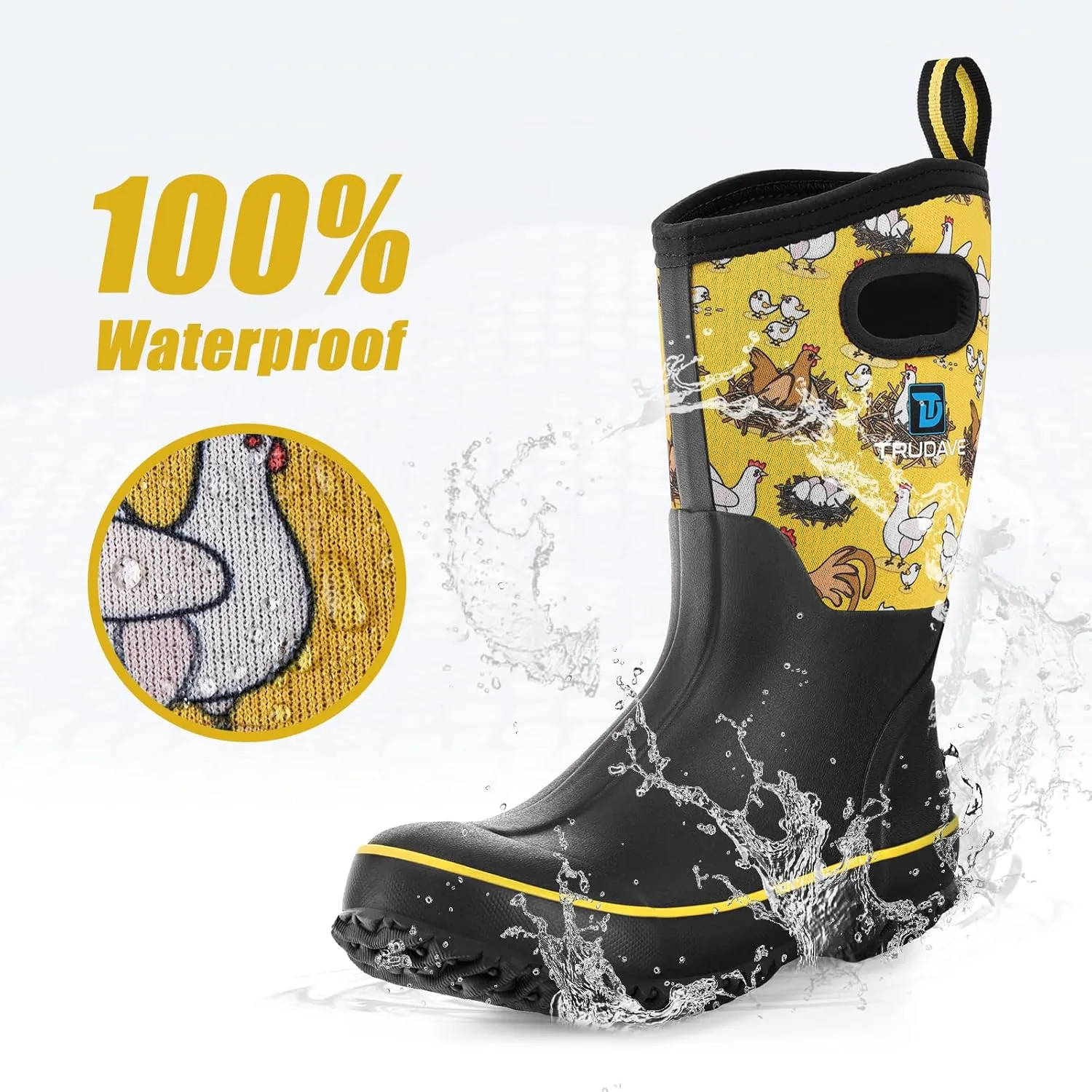 Rubber Boots for Women, Mid Calf Rain Boots, Womens Waterproof Boots, Neoprene Insulated Work Boots, Outdoor Mud Boots for Hunting Farming Gardening Fishing, Size 5-11