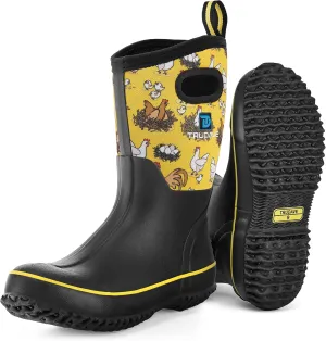 Rubber Boots for Women, Mid Calf Rain Boots, Womens Waterproof Boots, Neoprene Insulated Work Boots, Outdoor Mud Boots for Hunting Farming Gardening Fishing, Size 5-11