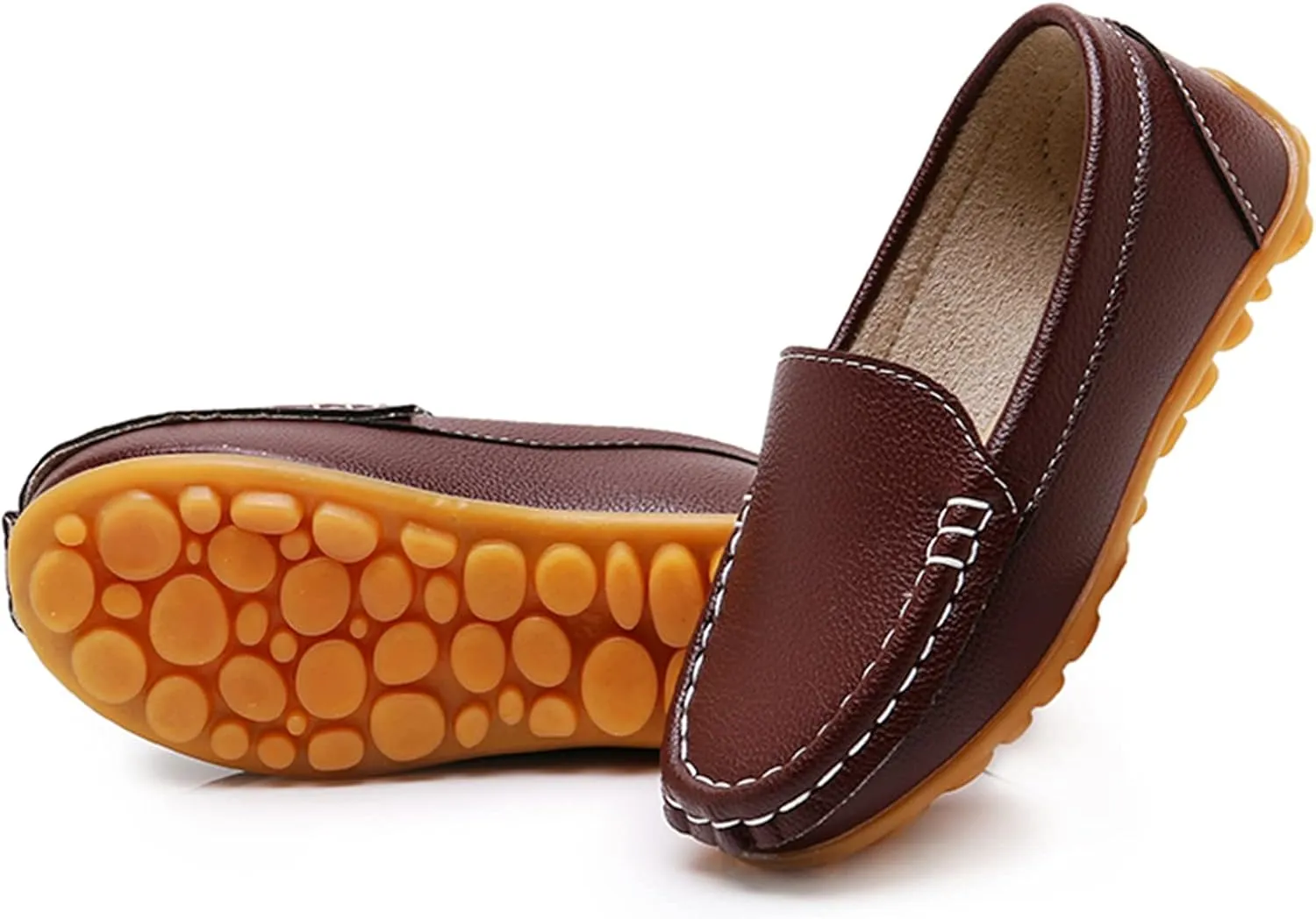 RVROVIC Kids Girls Boys Slip-on Loafers Oxford PU Leather Flats Shoes(Toddler/Little Kid)
