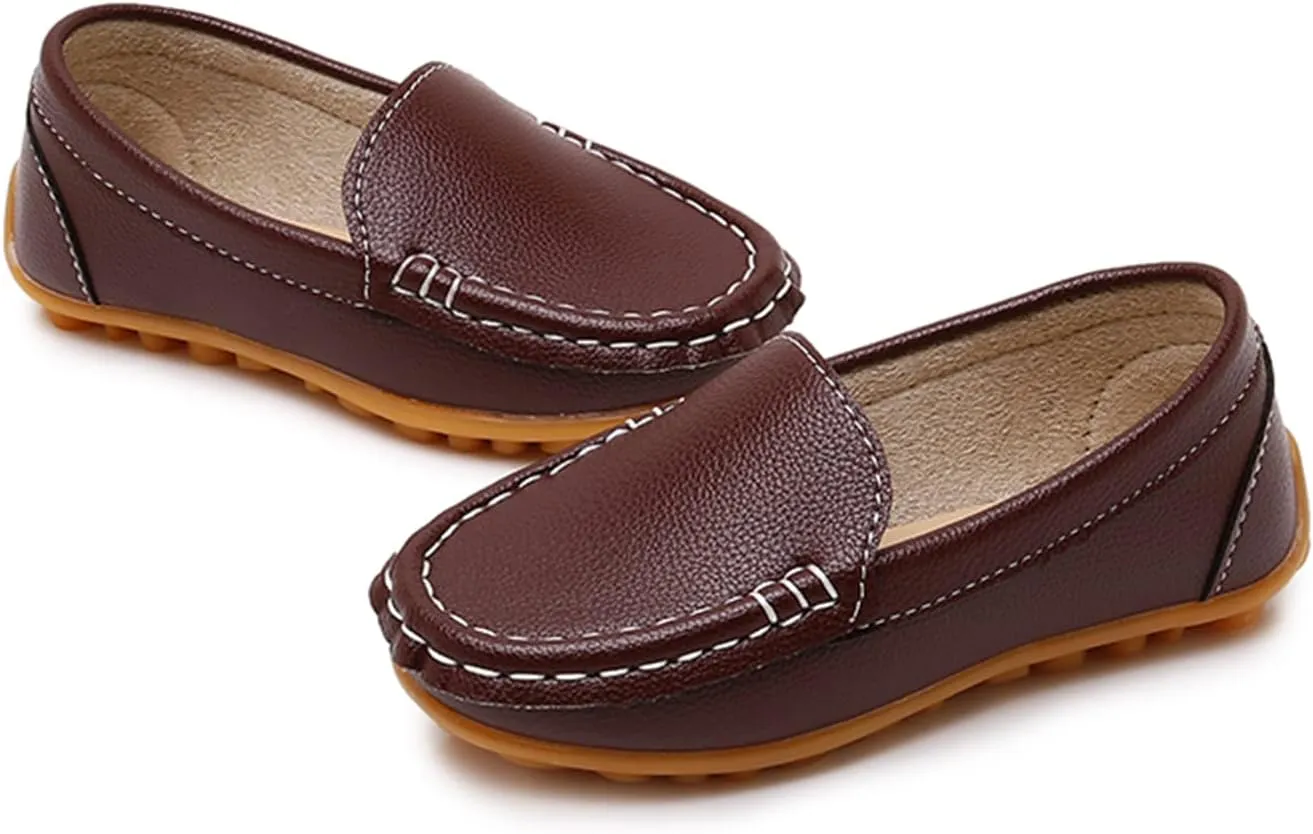 RVROVIC Kids Girls Boys Slip-on Loafers Oxford PU Leather Flats Shoes(Toddler/Little Kid)
