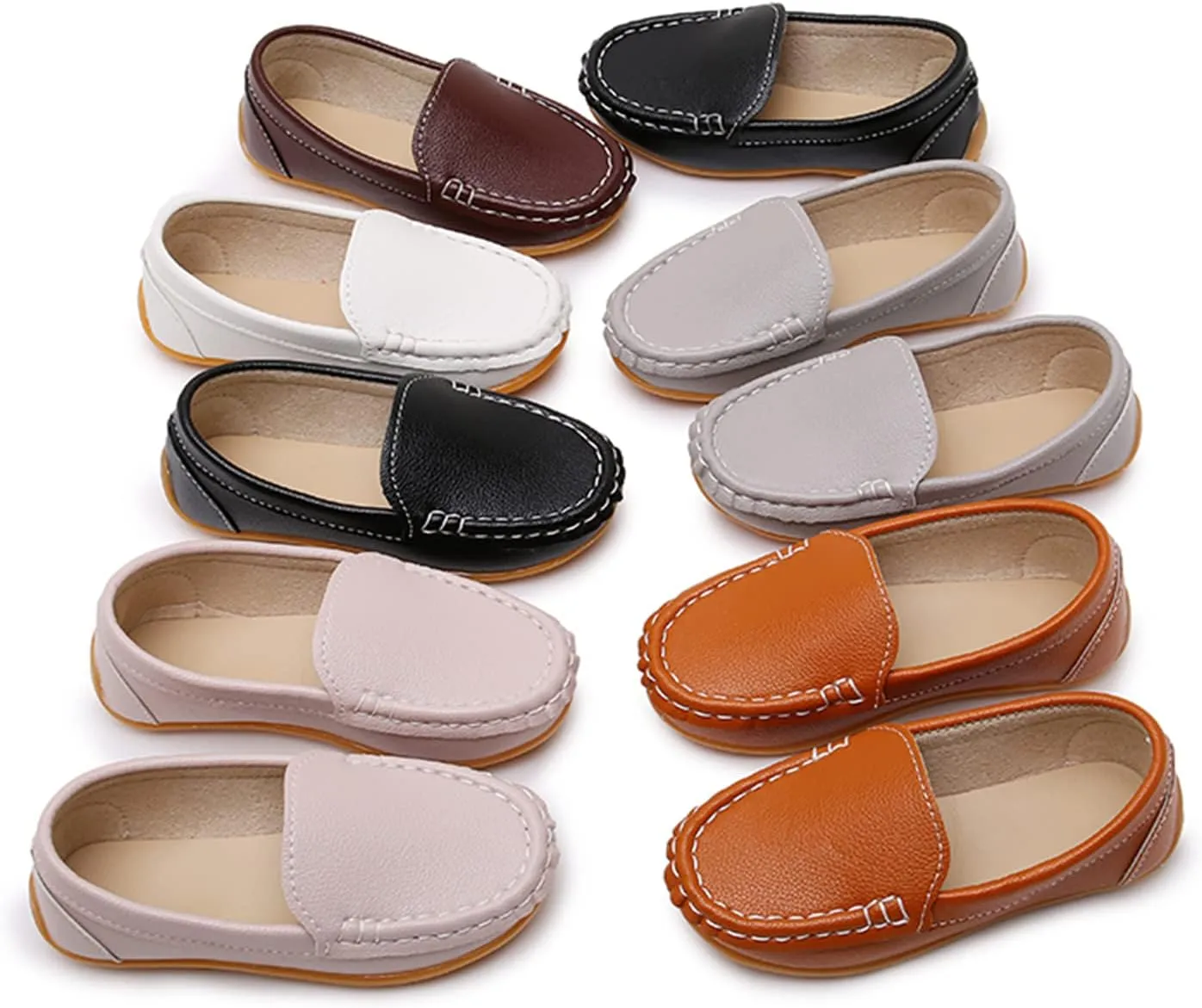 RVROVIC Kids Girls Boys Slip-on Loafers Oxford PU Leather Flats Shoes(Toddler/Little Kid)
