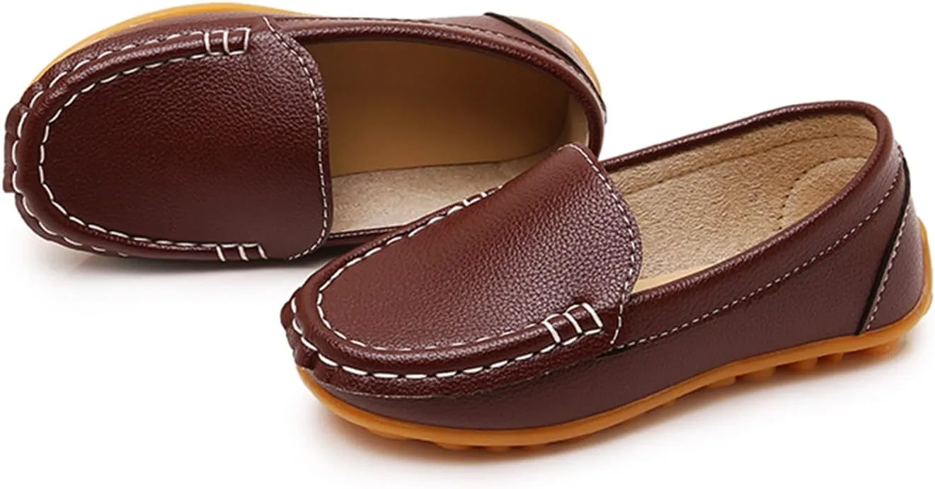 RVROVIC Kids Girls Boys Slip-on Loafers Oxford PU Leather Flats Shoes(Toddler/Little Kid)