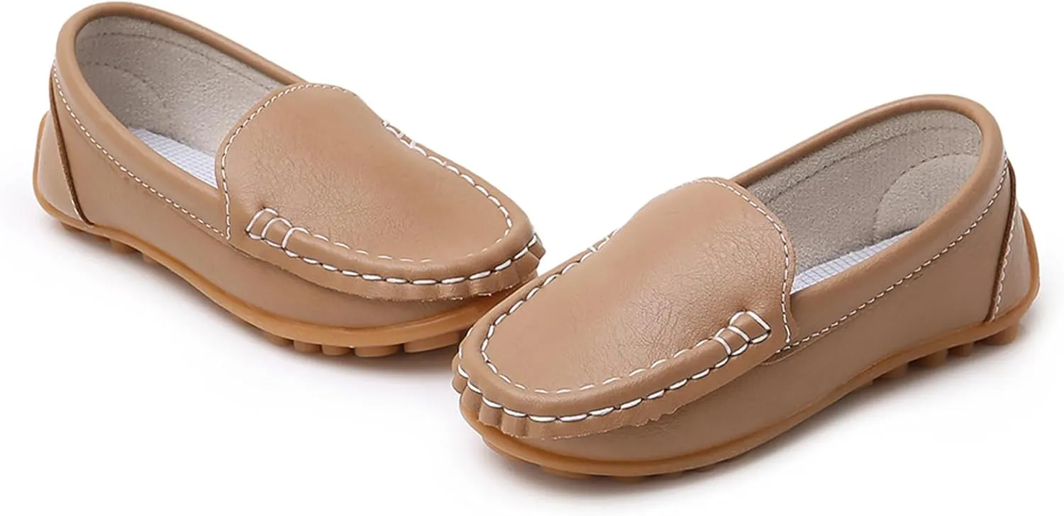 RVROVIC Kids Girls Boys Slip-on Loafers Oxford PU Leather Flats Shoes(Toddler/Little Kid)