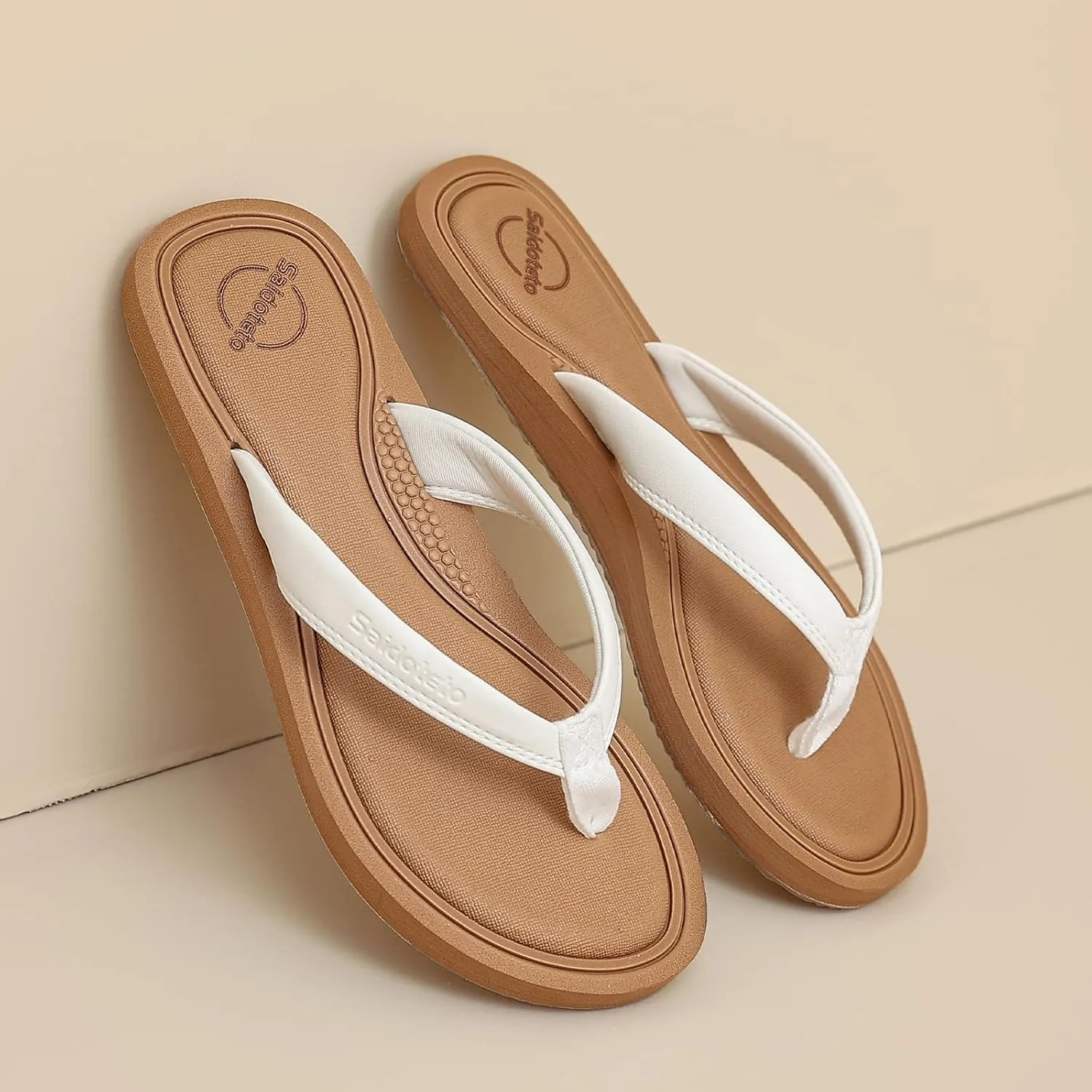 Saidoteto Women's Yoga Mat Flip Flops - Comfortable Lightweight Slip-On Sandals with Soft Thong Strap, Arch Support, and Quick-Drying, Water-Friendly Design for Summer & Beach