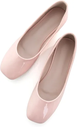 SAILING LU Flats for Women Comfortable Solid Color Soft Flats Square Toe Ballet Casual Work Shoes Dressy Slip-ons Loafers