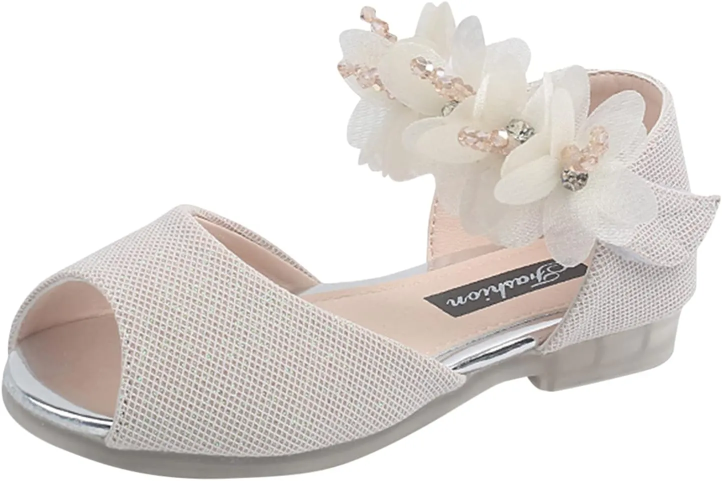 Sandals for Girls Toddlers Girls Rhinestone Flower Shoes Low Heel Flower Wedding Party Girls Sliders Sandals