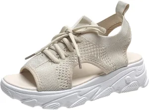 Sandals for Women Summer Women Sandals Mesh Casual Thick Soled Lace Up Sandals Open Toe Beach Shoes Woman Shoes Shoe for Women