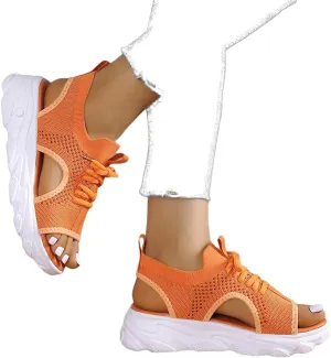 Sandals for Women Summer Women Sandals Mesh Casual Thick Soled Lace Up Sandals Open Toe Beach Shoes Woman Shoes Shoe for Women