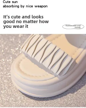 Sandals women's outer wear 2025 summer new thick-soled muffin shoes with skirts flat-soled stepping on shit Roman cool slippers skin-friendly, breathable and comfortable
