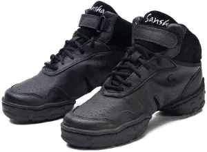 SANSHA Women's Dance Studio Exercise Sneakers Leather TPR Split-Sole Boomerang