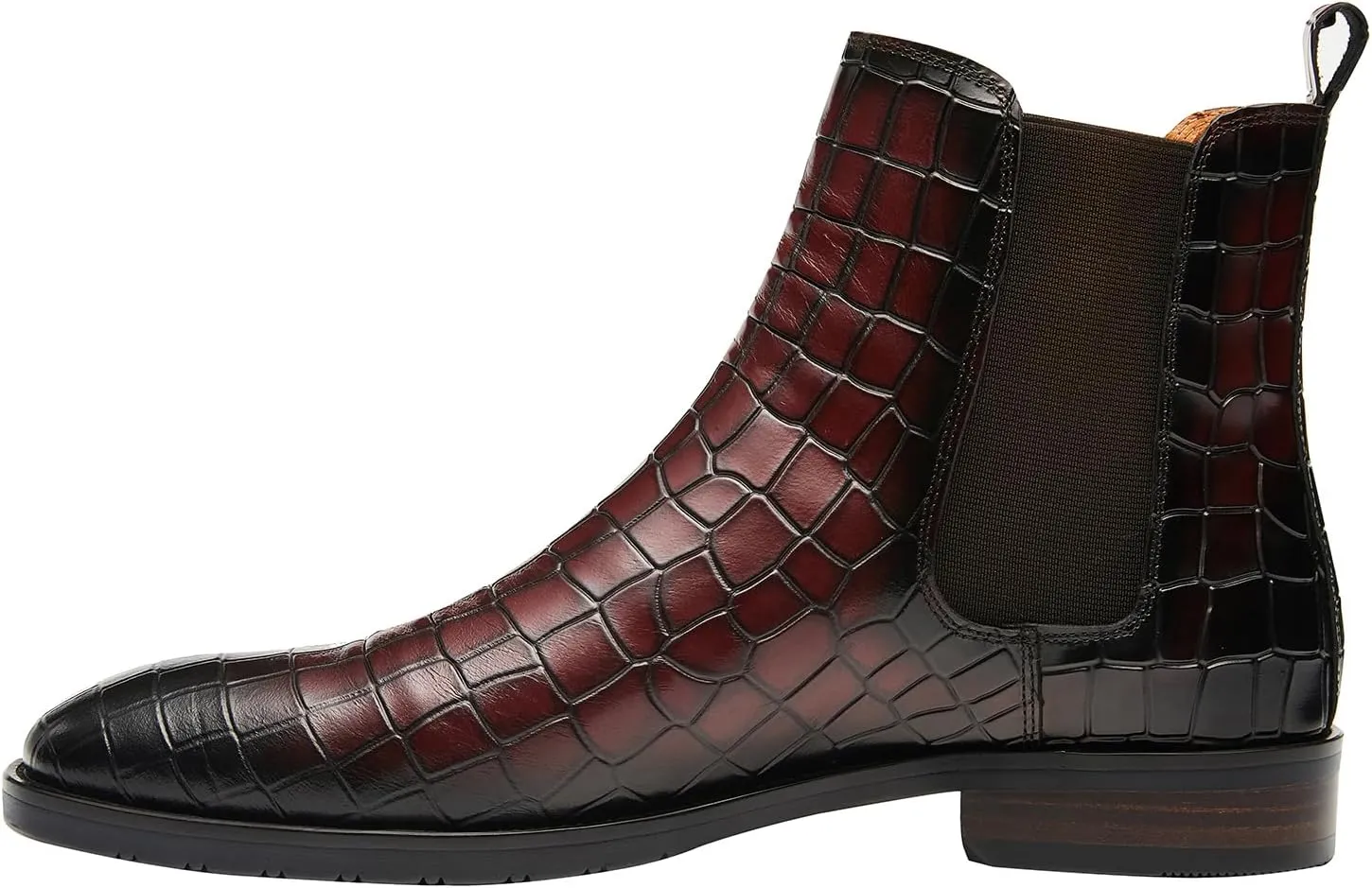 Santimon Men's Chelsea Boots Crocodile Print Leather Business Casual Slip On Mens Formal Dress Boots