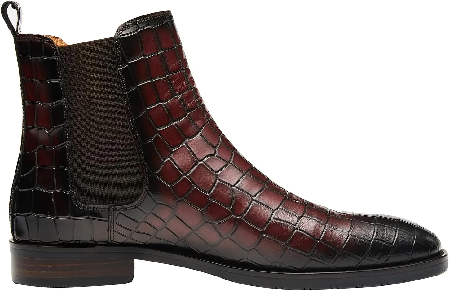 Santimon Men's Chelsea Boots Crocodile Print Leather Business Casual Slip On Mens Formal Dress Boots