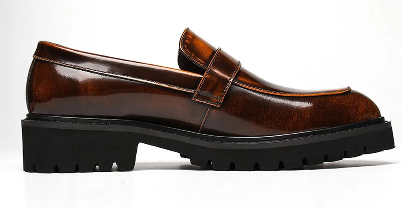 Santimon Men's Elevator Leather Slip-On Dress Shoes – Casual Penny Loafers with Metal Equestrian Buckle for Wedding, Business, Trendy Office, Party & Night Out Fashion