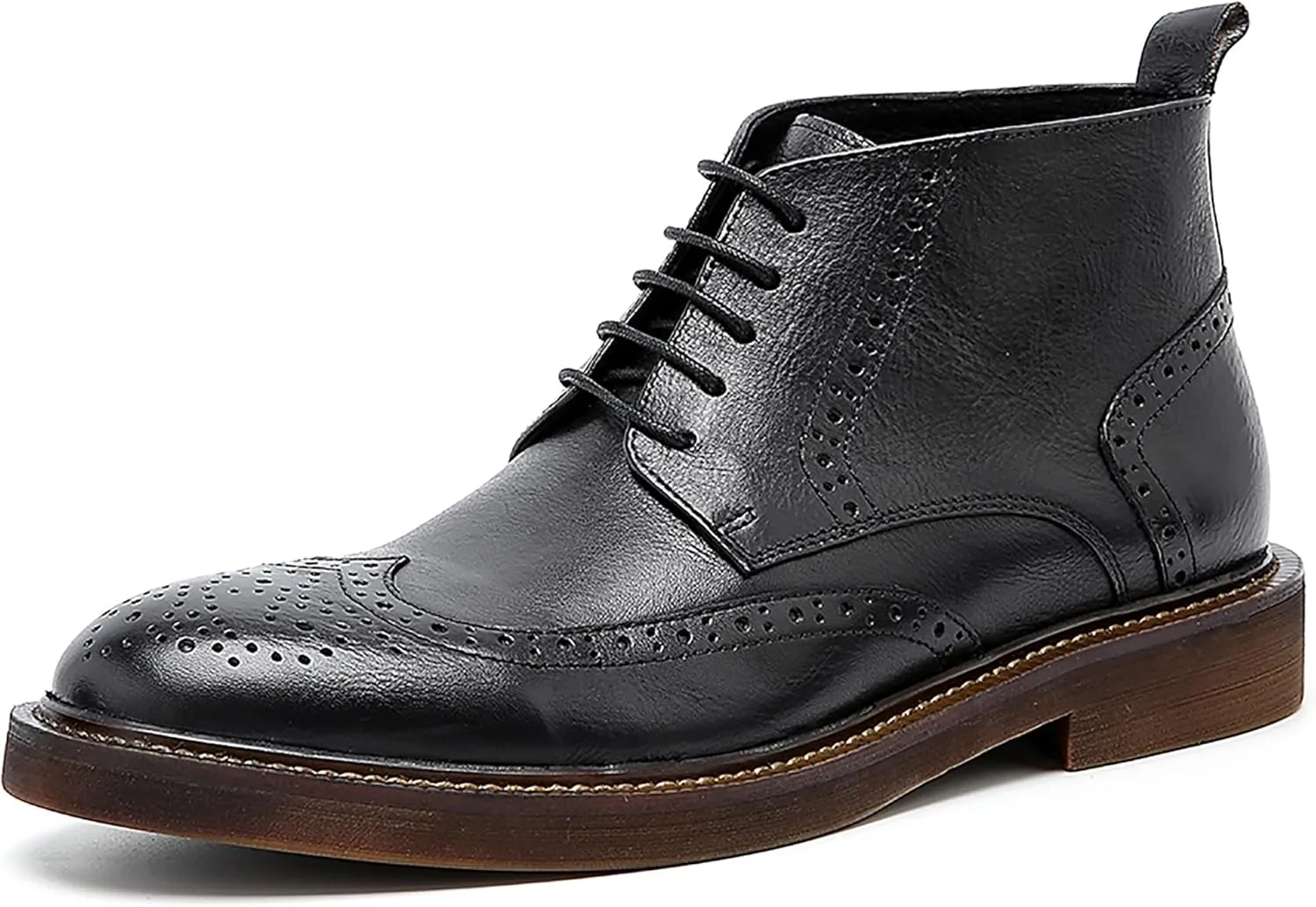 Santimon Men's Fashion Genuine Leather Brogues Oxford Boots Dress Formal Ankle Chelsea Boot