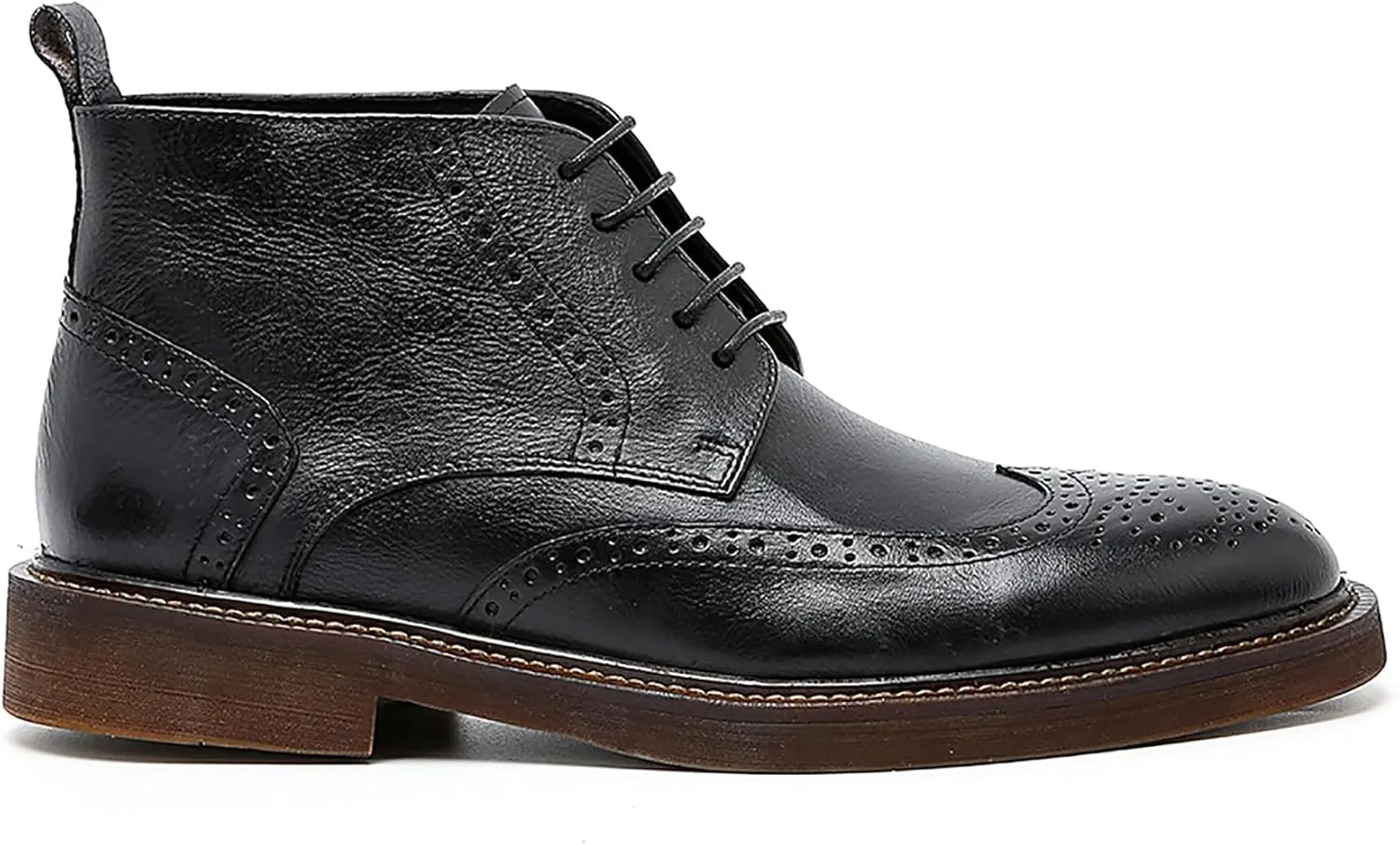 Santimon Men's Fashion Genuine Leather Brogues Oxford Boots Dress Formal Ankle Chelsea Boot