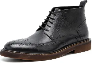 Santimon Men's Fashion Genuine Leather Brogues Oxford Boots Dress Formal Ankle Chelsea Boot