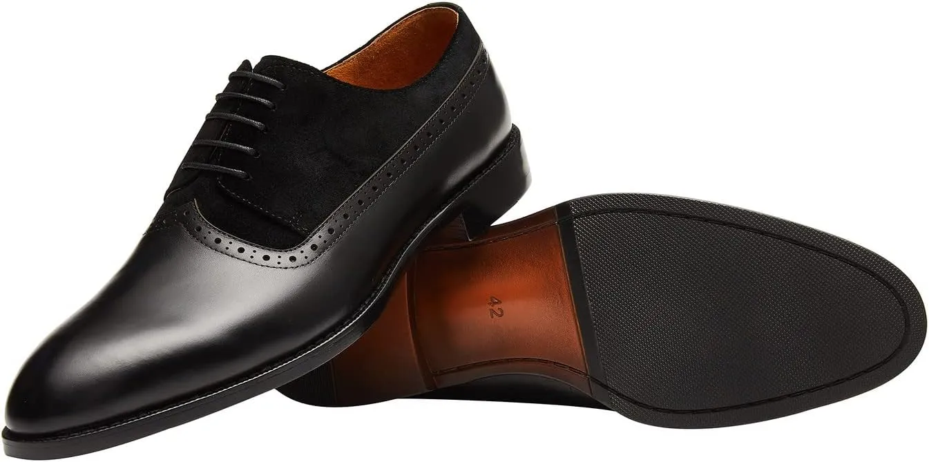 Santimon Men's Oxfords Leather Business Casual Formal Dress Shoes Wingtip Brogue Tuxedo Wedding Shoes for Men