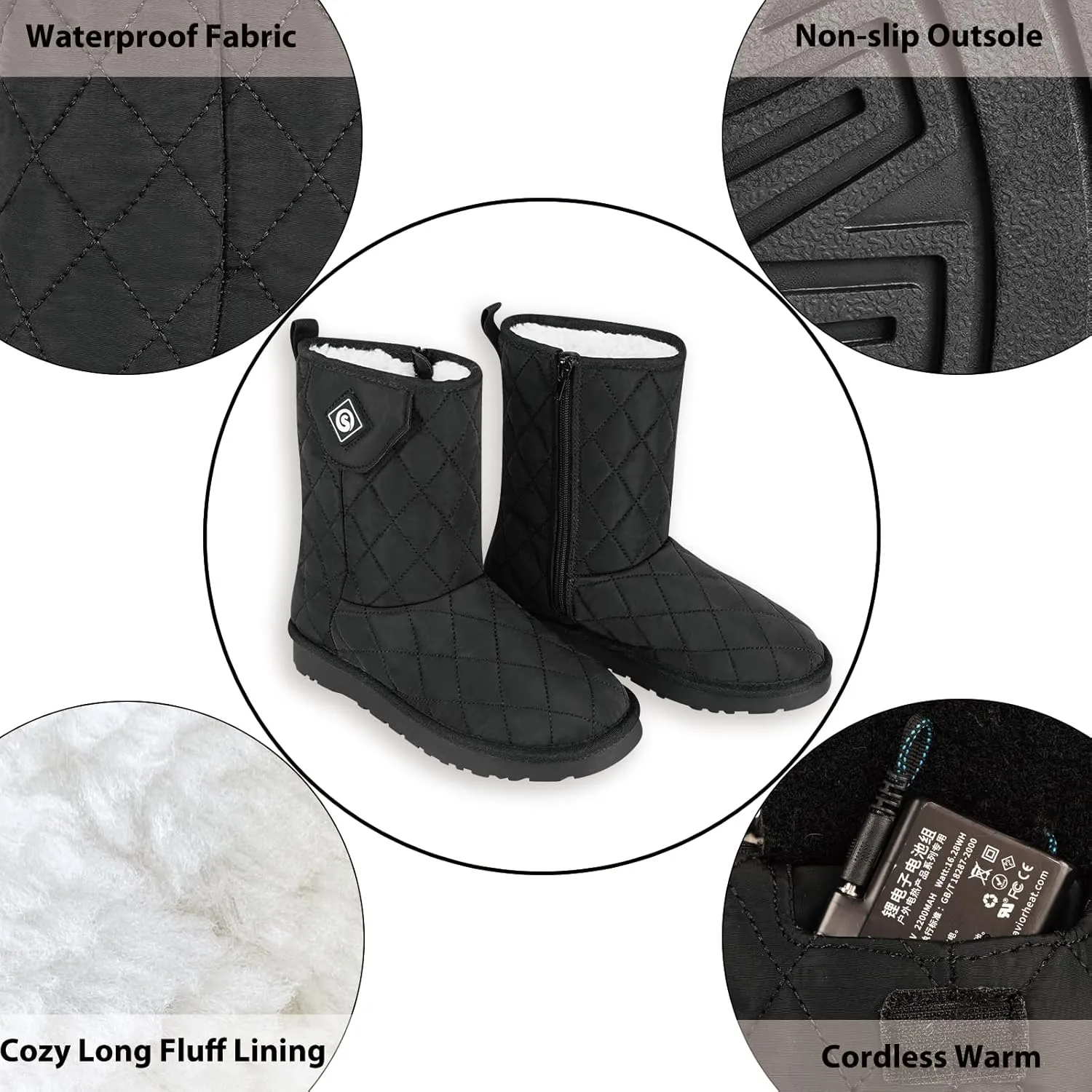 SAVIOR HEAT Heated Boots Heated Shoes for Women Men,Electric Rechargeable Heated Foot Warmer for Feet,Stylish Winter Footwear