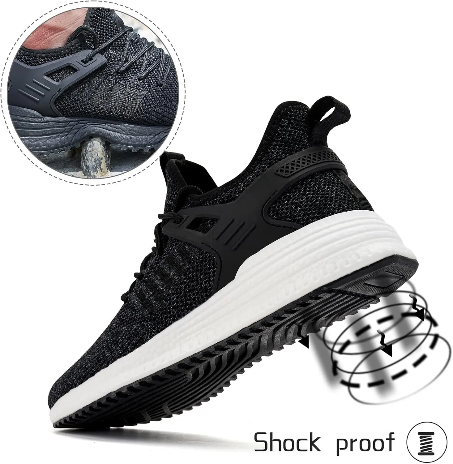 SDolphin Men's Running Shoes Sneakers - Tennis Workout Walking Gym Athletic Rubber Sole Breathable Comfortable Non Slip Fashion Shoes