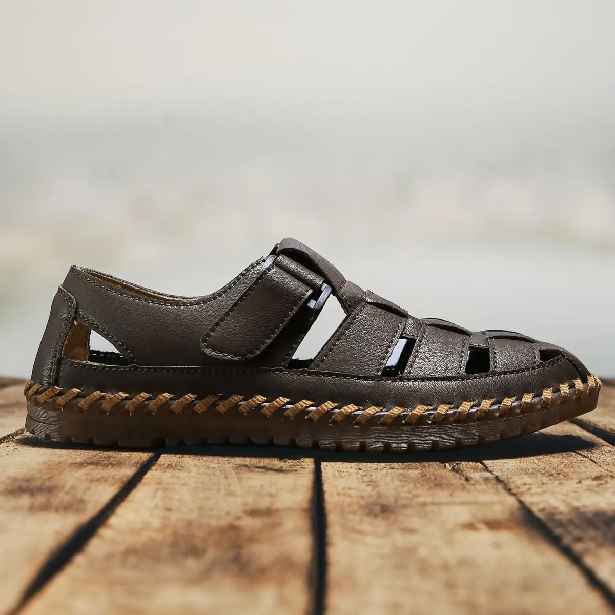 Shaire Men's Casual Sandals Slippers Beach Sandals Men's Closed Toe Fisherman Sandals