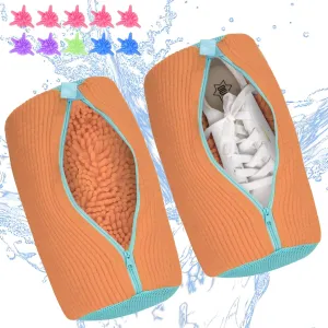 Shoe Washing Machine Bag, Sneaker Cleaner Kit with 10 Washer Balls for Gym Sneakers and Flats, Shoe Laundry Bag with Zipper Protection Design,Large Size for Women's, Men's, and Kid's Shoes