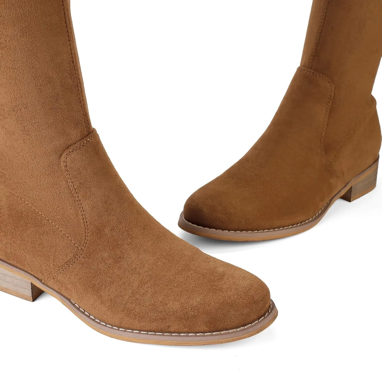 Shoe'N Tale Women's Over The Knee Boots Thigh High Low Block Heel Pointed Toe Long Stretch Boots