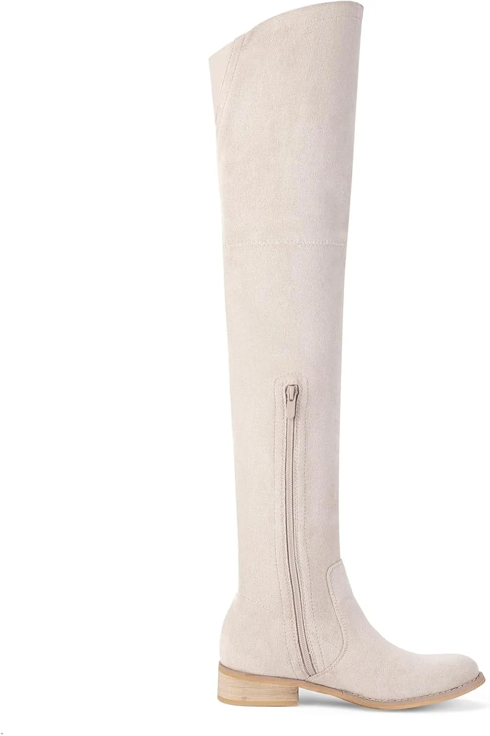 Shoe'N Tale Women's Over The Knee Boots Thigh High Low Block Heel Pointed Toe Long Stretch Boots