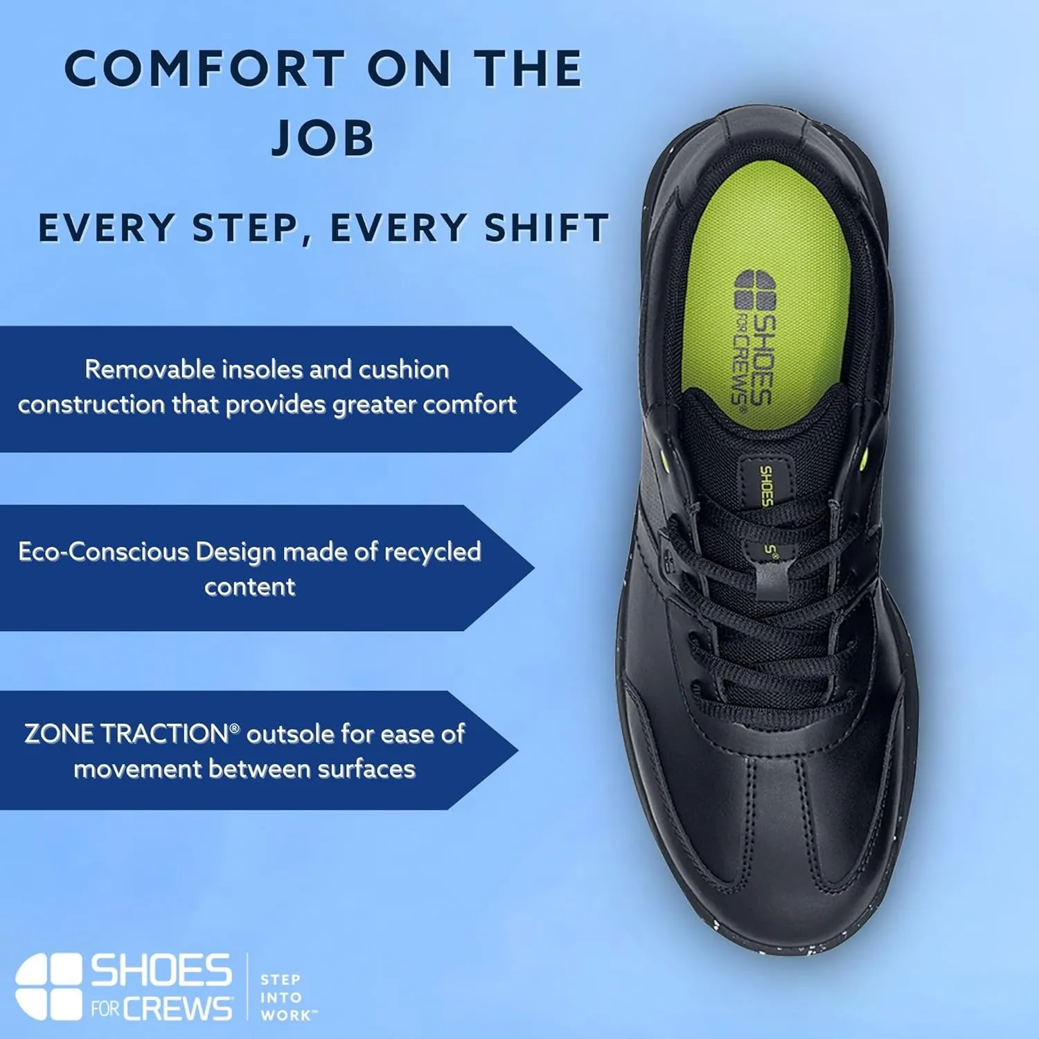 Shoes for Crews Men's Freestyle II Non Slip Work Shoes - Work & Safety Footwear, Food Service Work Sneakers, Lace-Up Breathable Work Shoes for Men