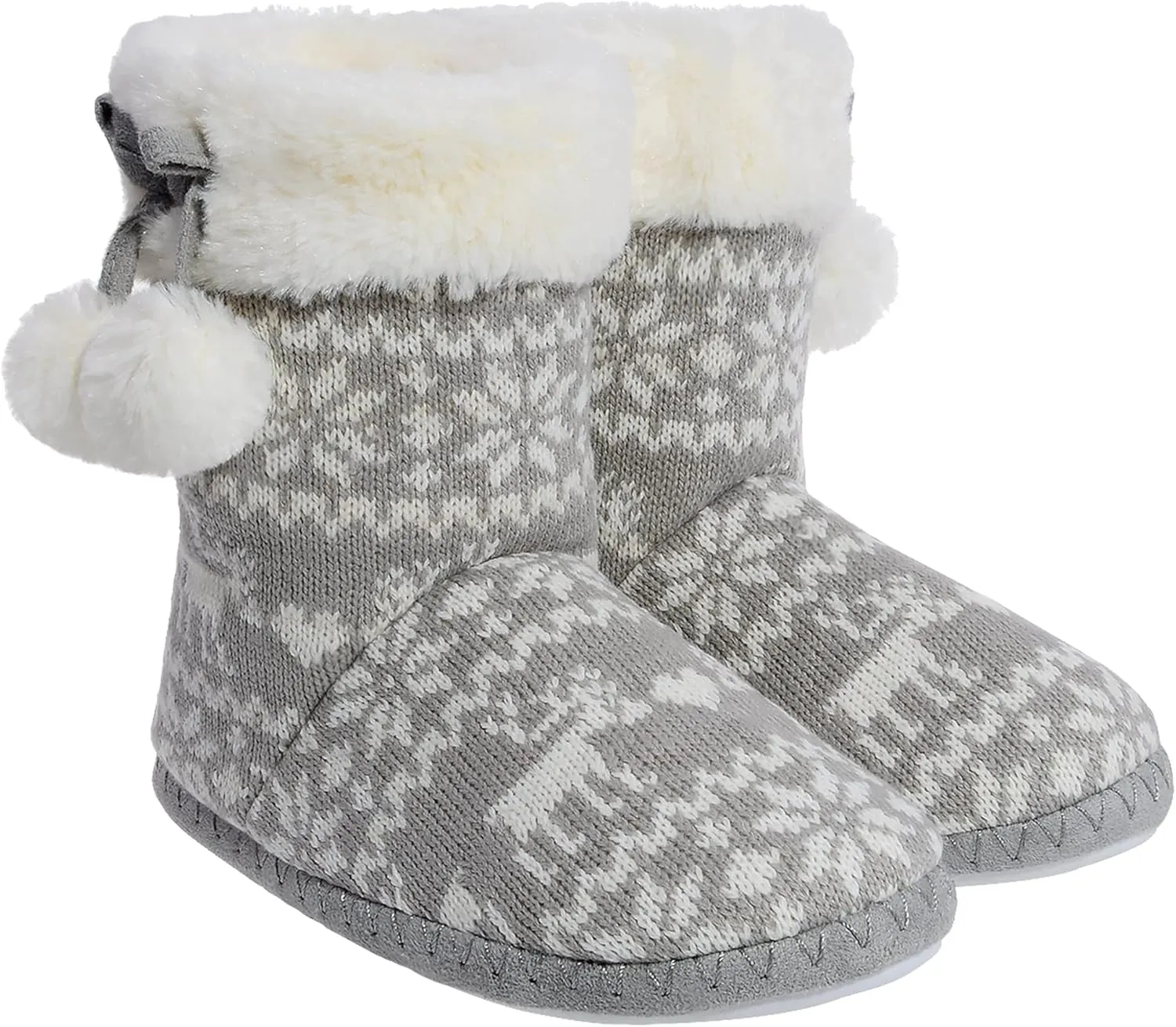 Shoeslocker Girls Winter Warm Bootie Slippers with Memory Foam - House Slipper Boots for Big and Little Girls