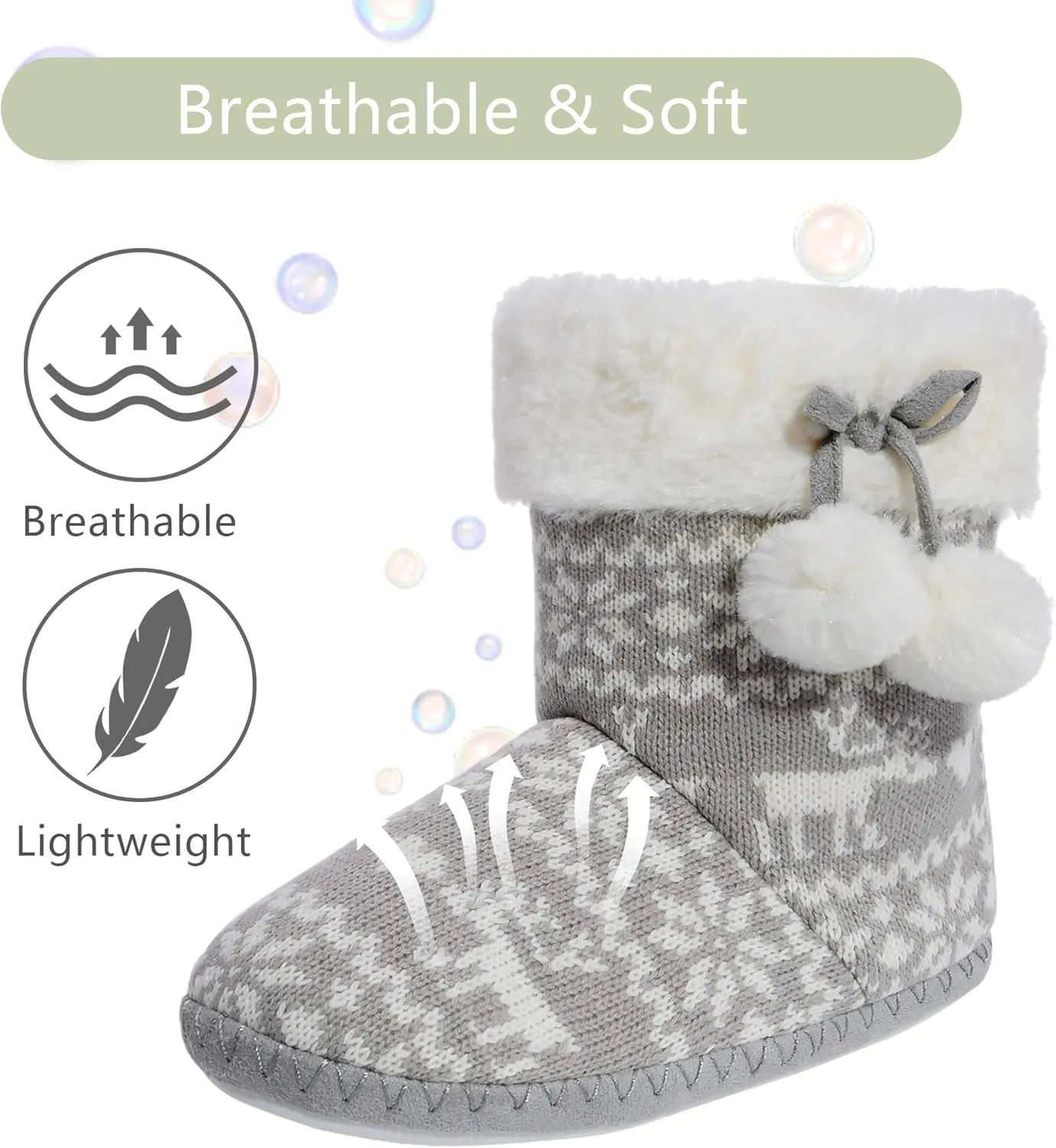 Shoeslocker Girls Winter Warm Bootie Slippers with Memory Foam - House Slipper Boots for Big and Little Girls