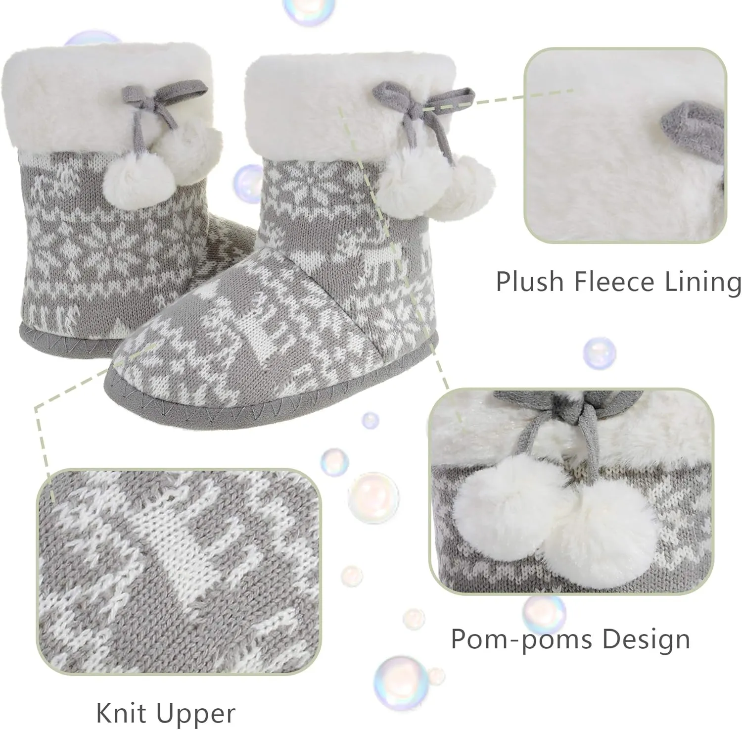 Shoeslocker Girls Winter Warm Bootie Slippers with Memory Foam - House Slipper Boots for Big and Little Girls