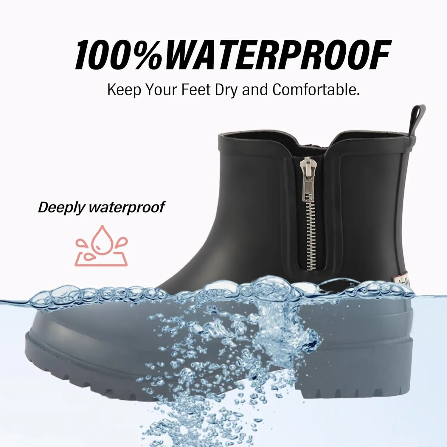 Short Rain Boots for Women Waterproof Garden Shoes Anti-Slip Chelsea Hunter Ankle Rainboots for Women Comfortable Insole Stylish Outdoor Work Shoes