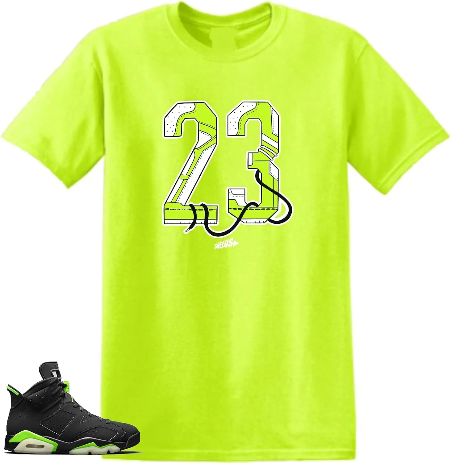 SNELOS Shirt Match Sneaker Jordan 6 Electric Green Match Jordan Tee
