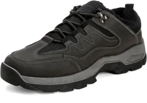 Snow Boots for Men, Slip on Waterproof Hiking Boots with Fur Lined, Mens Winter Boots Shoes Non-Slip Rubber Sole Outdoor Comfortable Walking Shoes