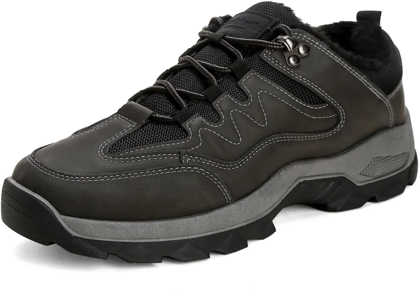 Snow Boots for Men, Slip on Waterproof Hiking Boots with Fur Lined, Mens Winter Boots Shoes Non-Slip Rubber Sole Outdoor Comfortable Walking Shoes